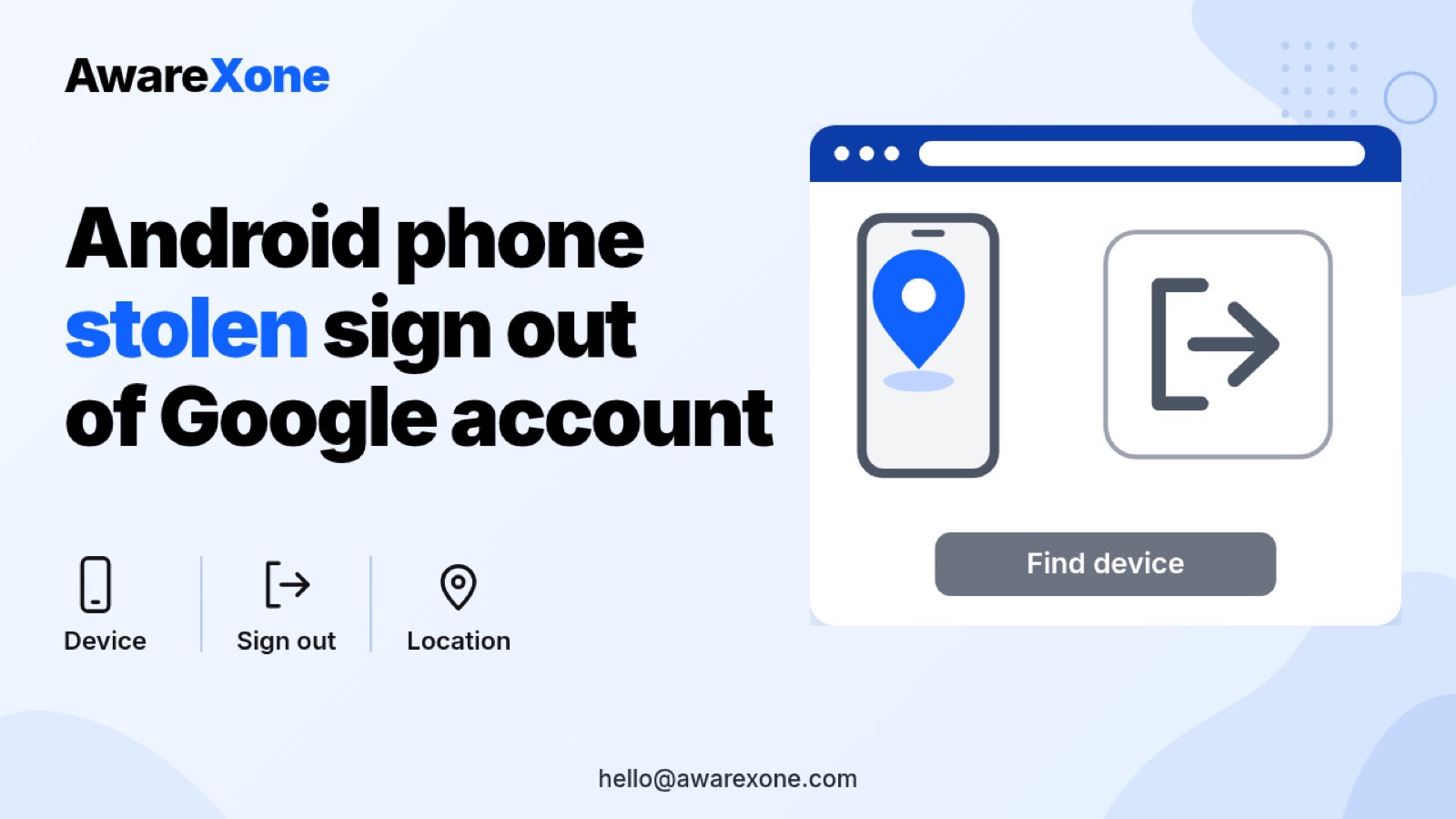 A worried person looks at a laptop showing a map after their phone was taken, picturing the search Android phone stolen how to sign out of Google account Find Hub mark as lost.