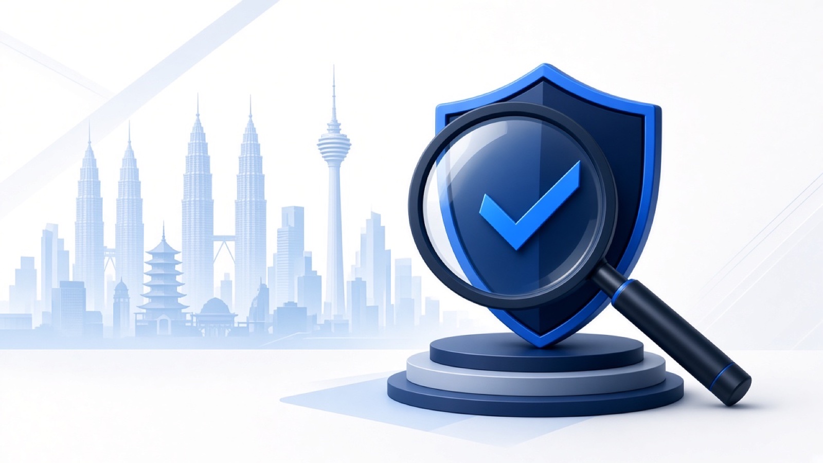 Abstract blue geometric illustration on white for Best Account Recovery Company in Malaysia: How to Pick.