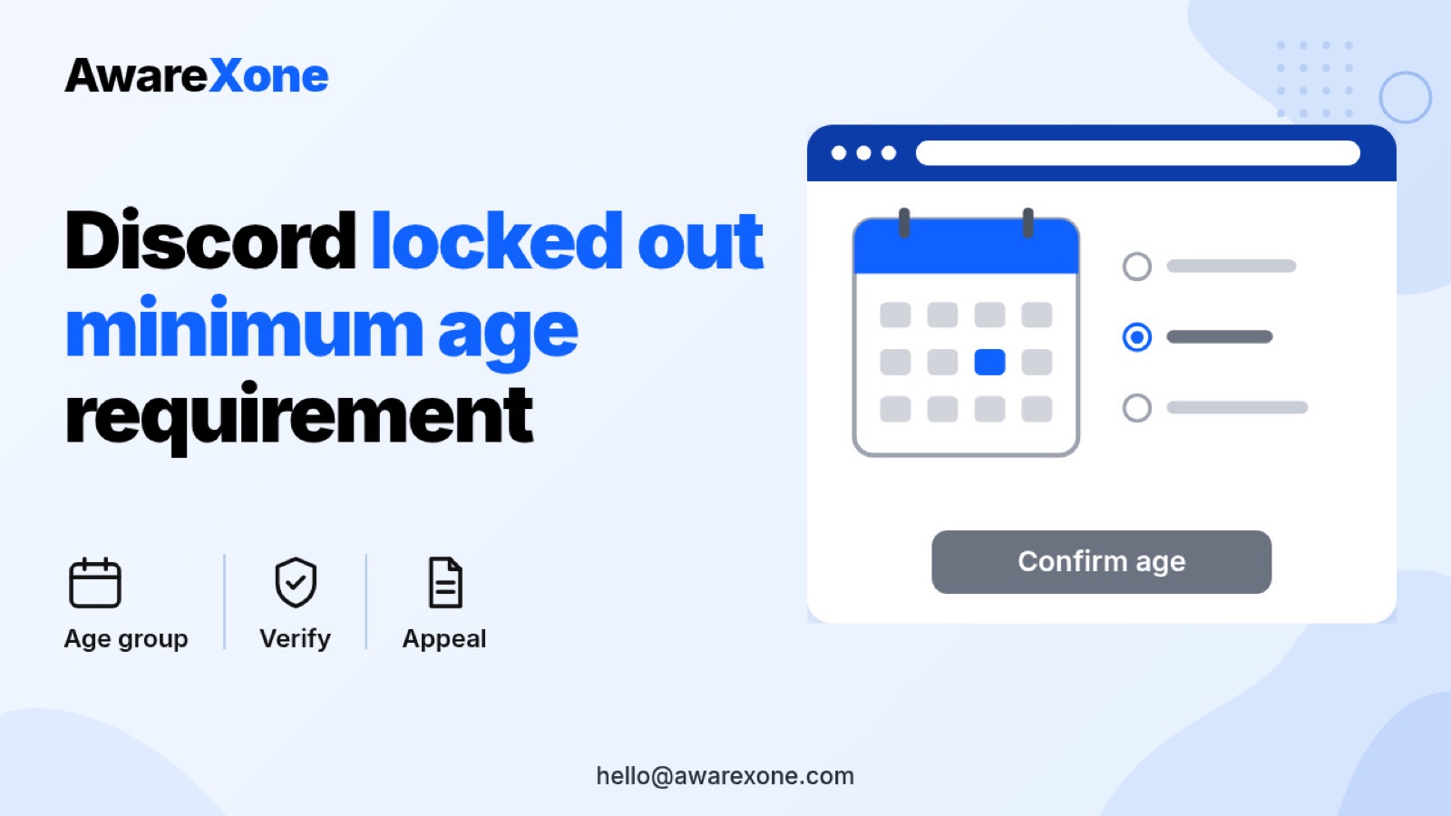 A teenager and a parent look at a locked laptop screen, picturing the search Discord locked out minimum age requirement confirm age group appeal.