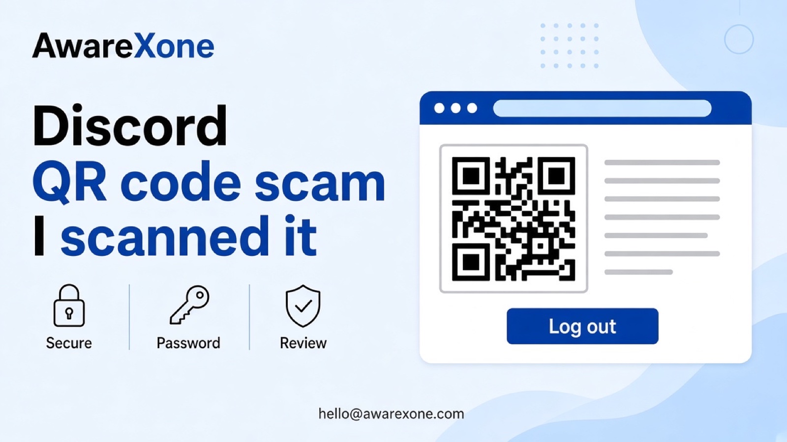 A person holds a phone showing a login approval screen with a QR code on a laptop beside it after searching discord qr code scam i scanned it, with a notepad of security steps nearby.
