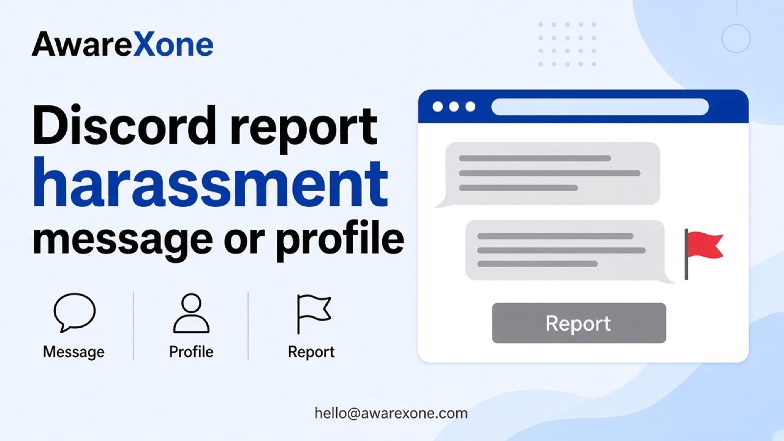 A person looks at a chat on a laptop screen at home after searching discord how to report harassment threats message or user profile what happens.