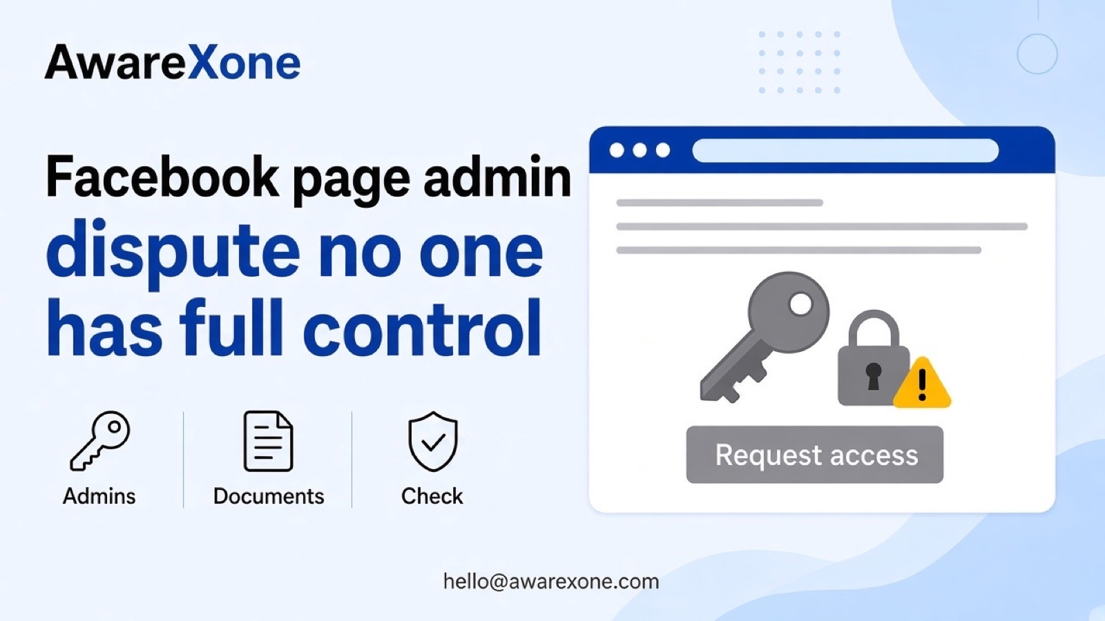 A business owner reviews paperwork at a desk after searching facebook page admin dispute no one has full control page deactivated.