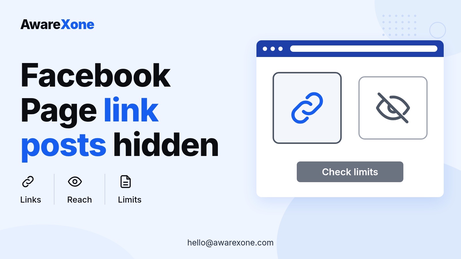 Cover card with a link and hidden-eye icon, for Facebook Page posts with links being hidden.