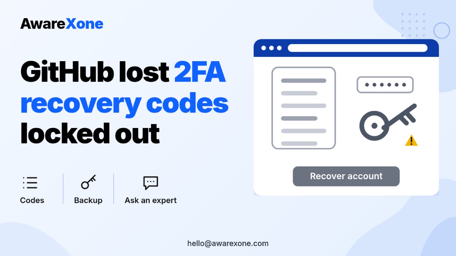 A developer at a laptop with a locked sign-in screen, picturing the search GitHub lost 2FA recovery codes locked out account recovery request.
