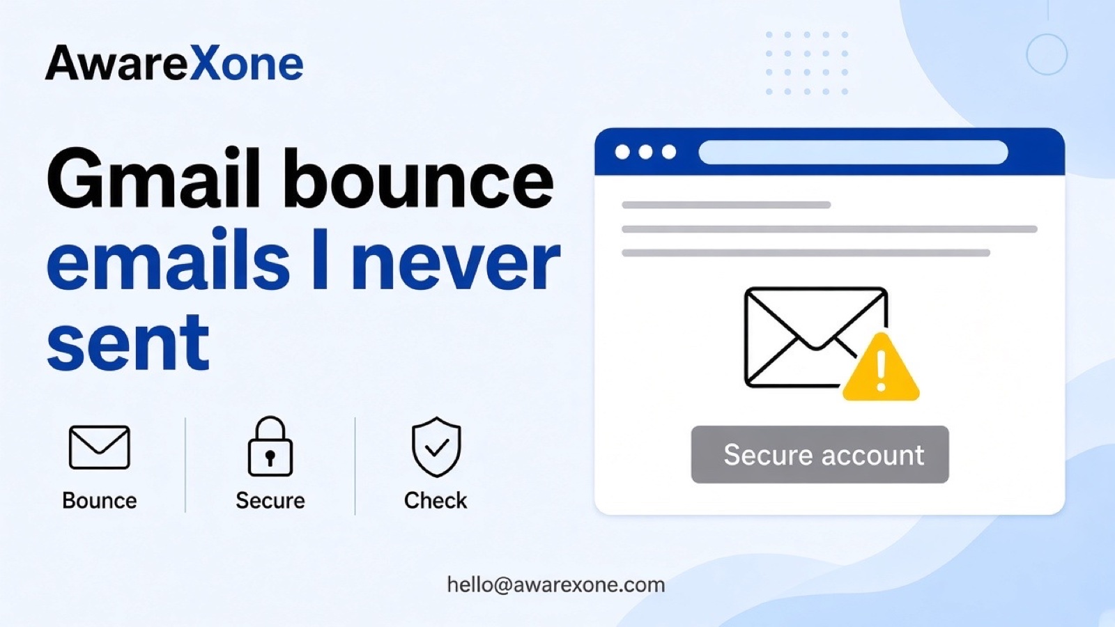 A person checks bounce messages in a Gmail inbox on a laptop, after searching gmail bounce emails i never sent spoofed address or hacked.