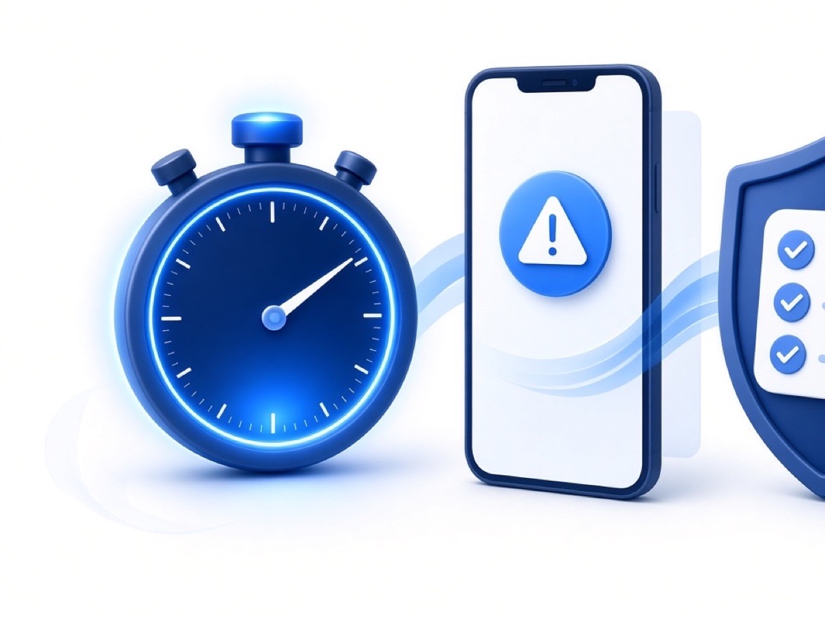 Abstract blue geometric illustration on white for Hacked Account? What to Do in the First 24 Hours.