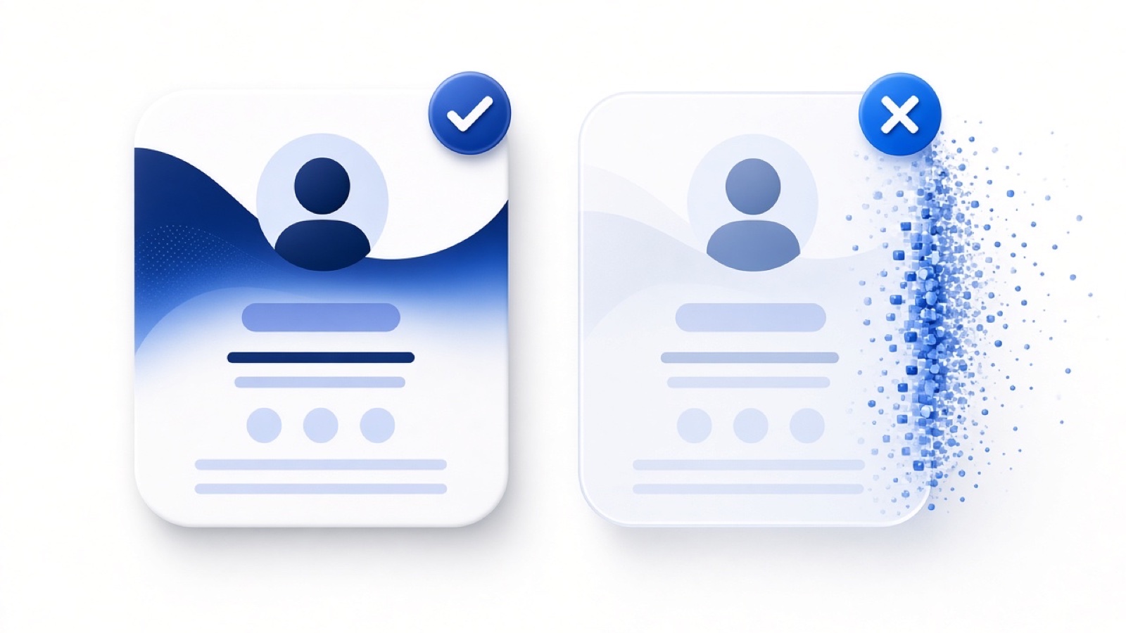 Abstract blue geometric illustration on white for Fake Account Impersonating You? How to Get It Removed.