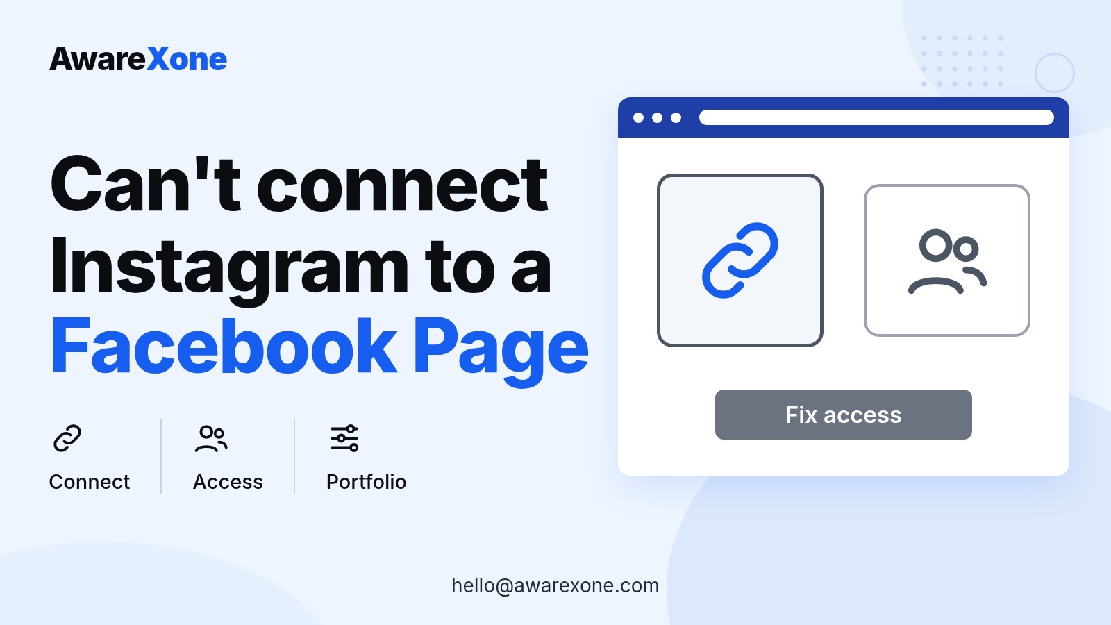 Cover card with a link and two-person icon, for connecting Instagram to a Facebook Page.