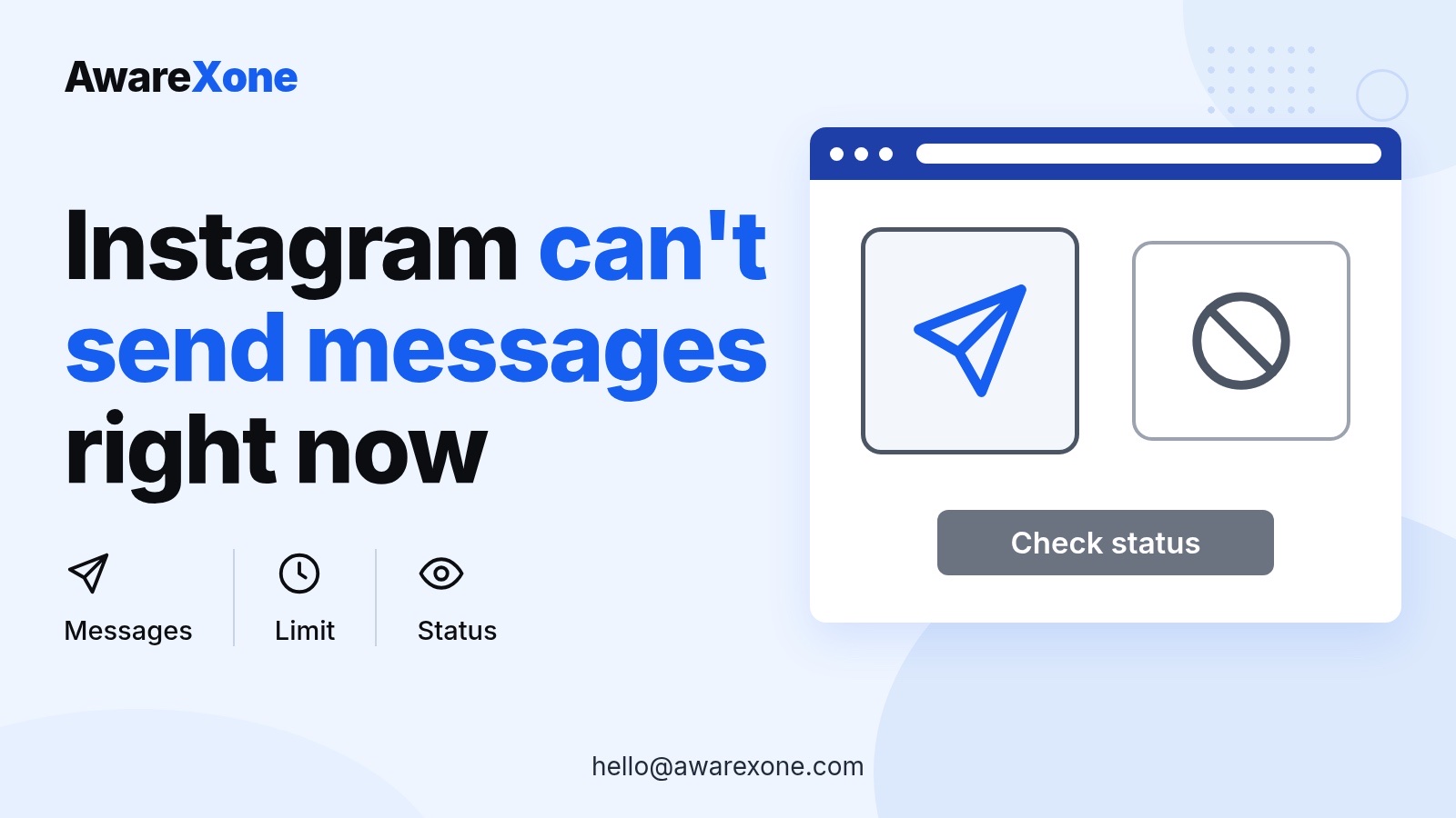 Cover card with a send icon and blocked sign, for when Instagram says you can't send messages.