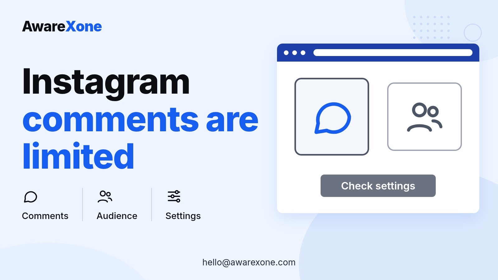 Cover card with a comment bubble and people icon, for when comments on an Instagram post are limited.