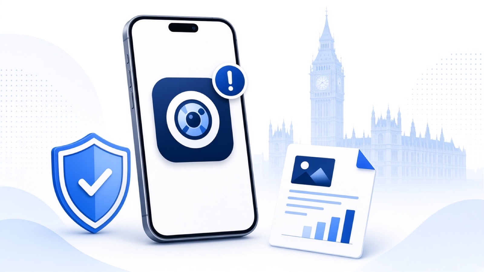 Abstract blue geometric illustration on white for Instagram Hacked in the UK? Recovery & Reporting Guide.
