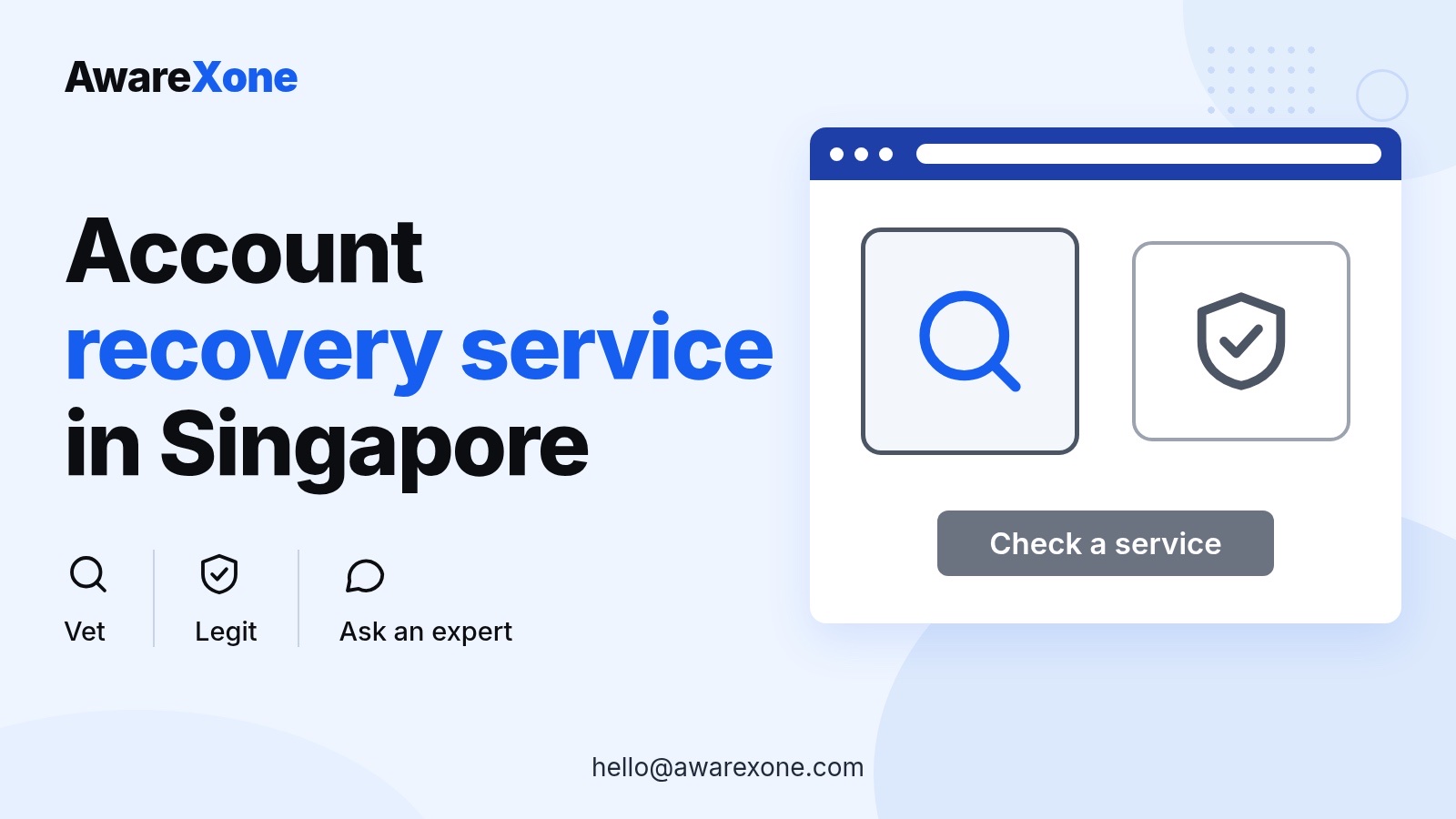 Cover card with a magnifier and shield, for finding real Instagram recovery help in Singapore.