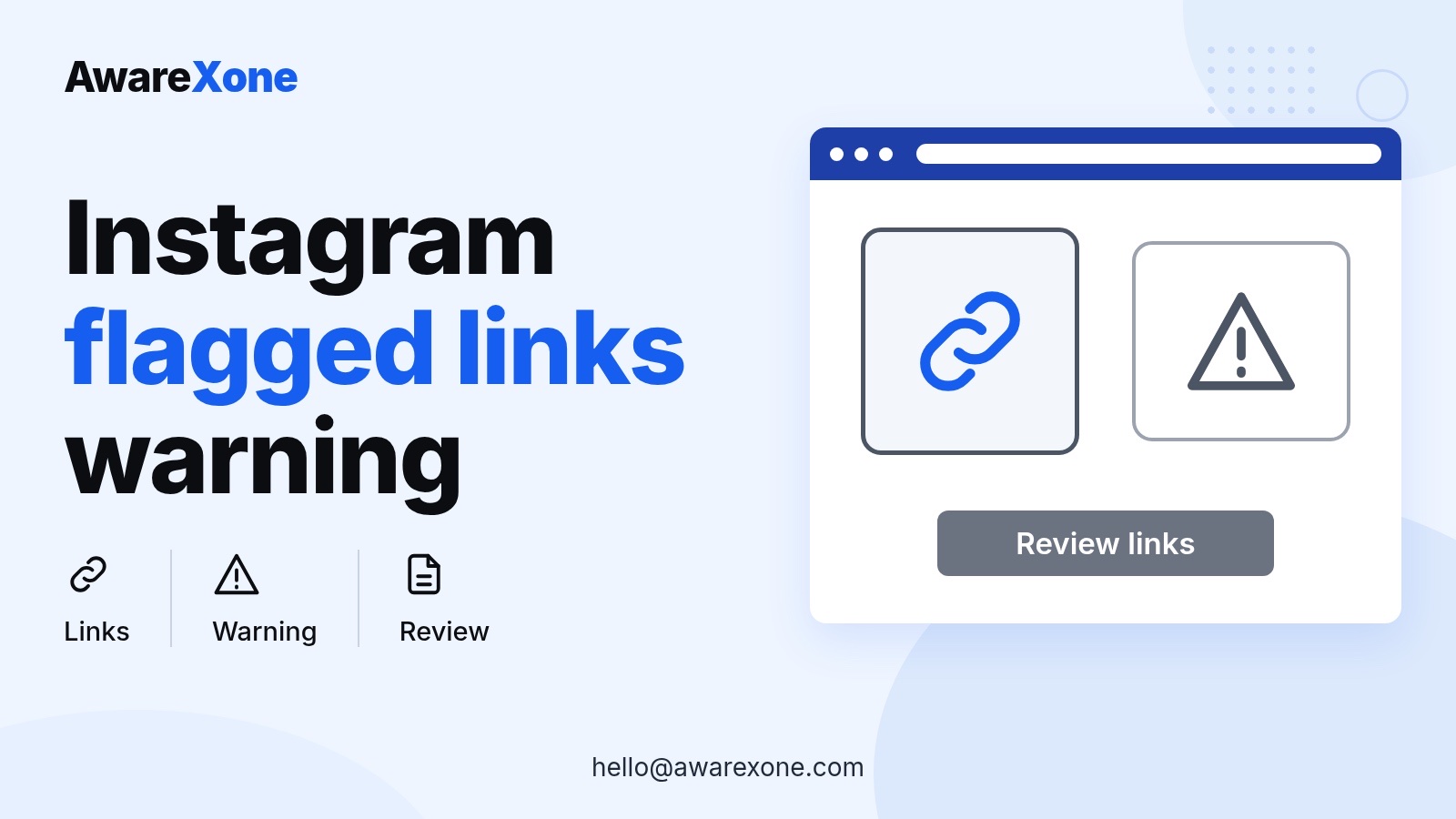 Cover card with a link and warning icon, for Instagram's review flagged links warning.