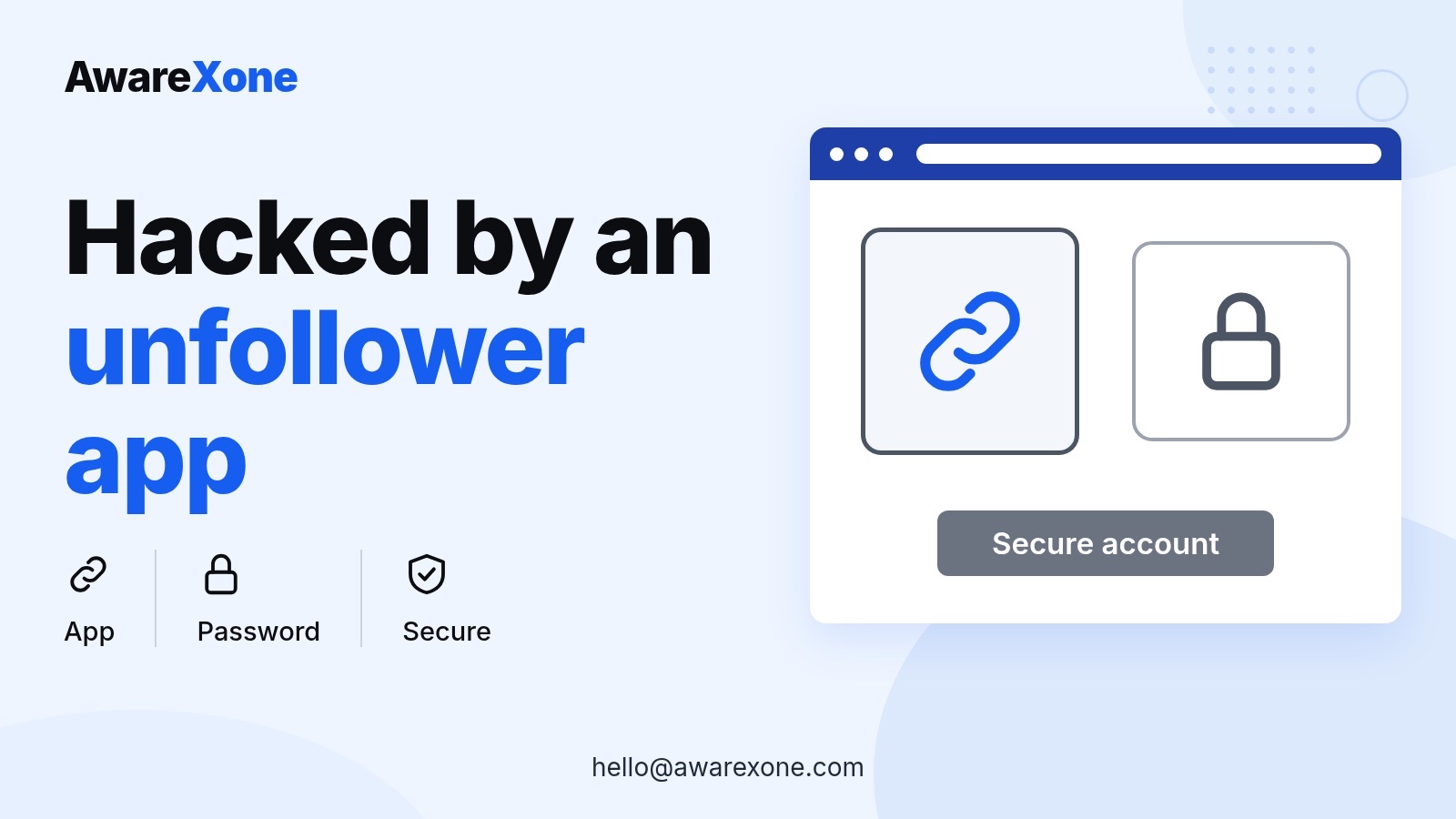 Cover card with an app link and padlock, for securing Instagram after using an unfollower app.
