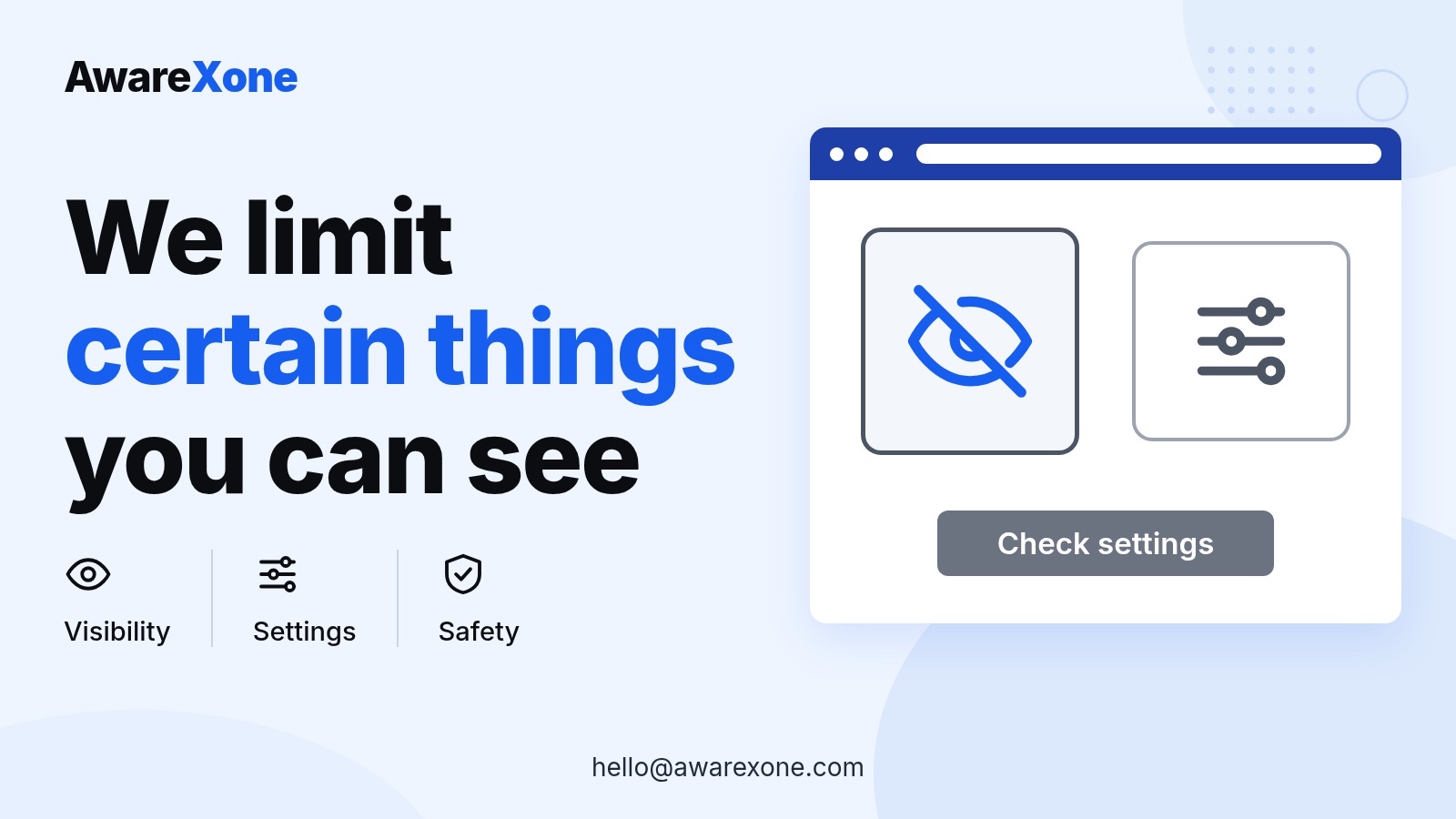 Cover card with a hidden-eye and settings icon, for Instagram's we limit certain things notice.