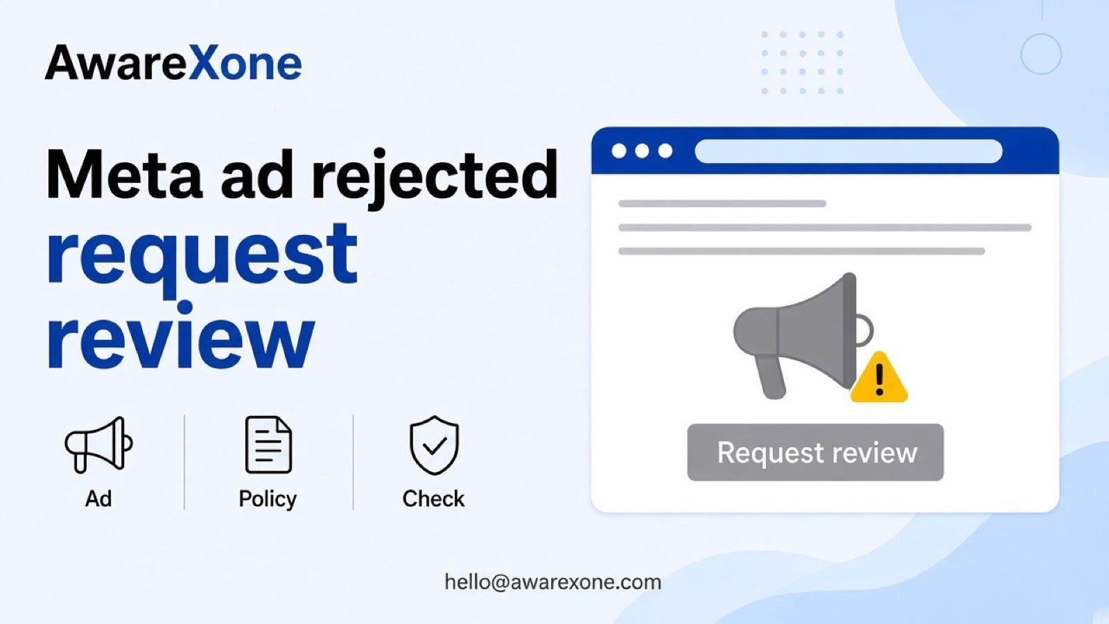 A small business owner reviews a rejected ad notice on a laptop in a shop, after searching meta ad rejected request review business support home.