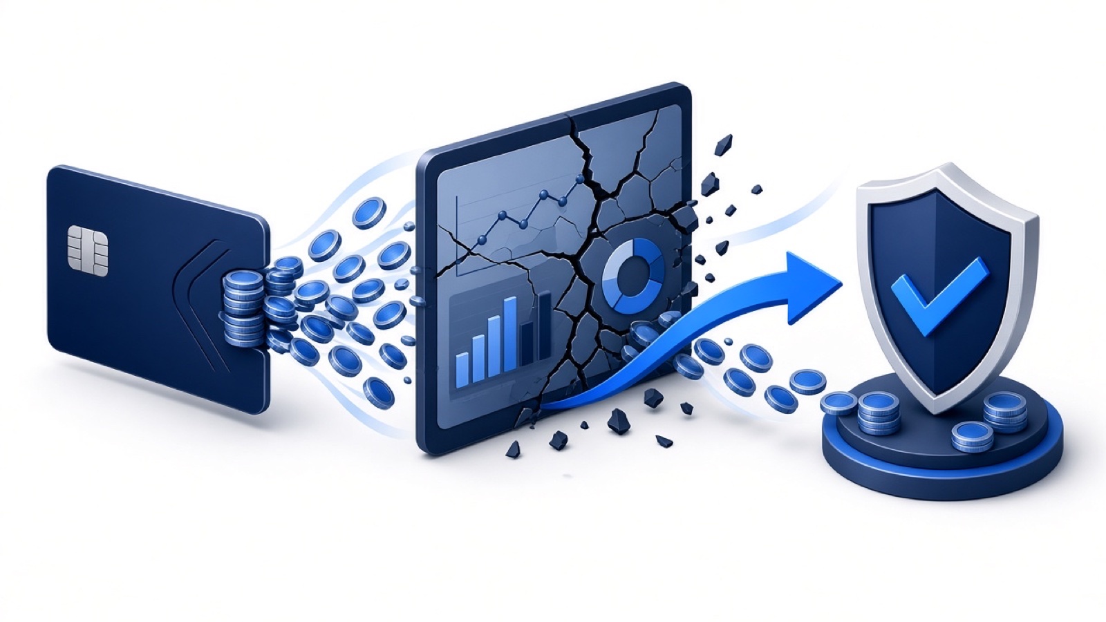 Abstract blue geometric illustration on white for Business Manager Hacked, Ad Spend Stolen: What to Do.