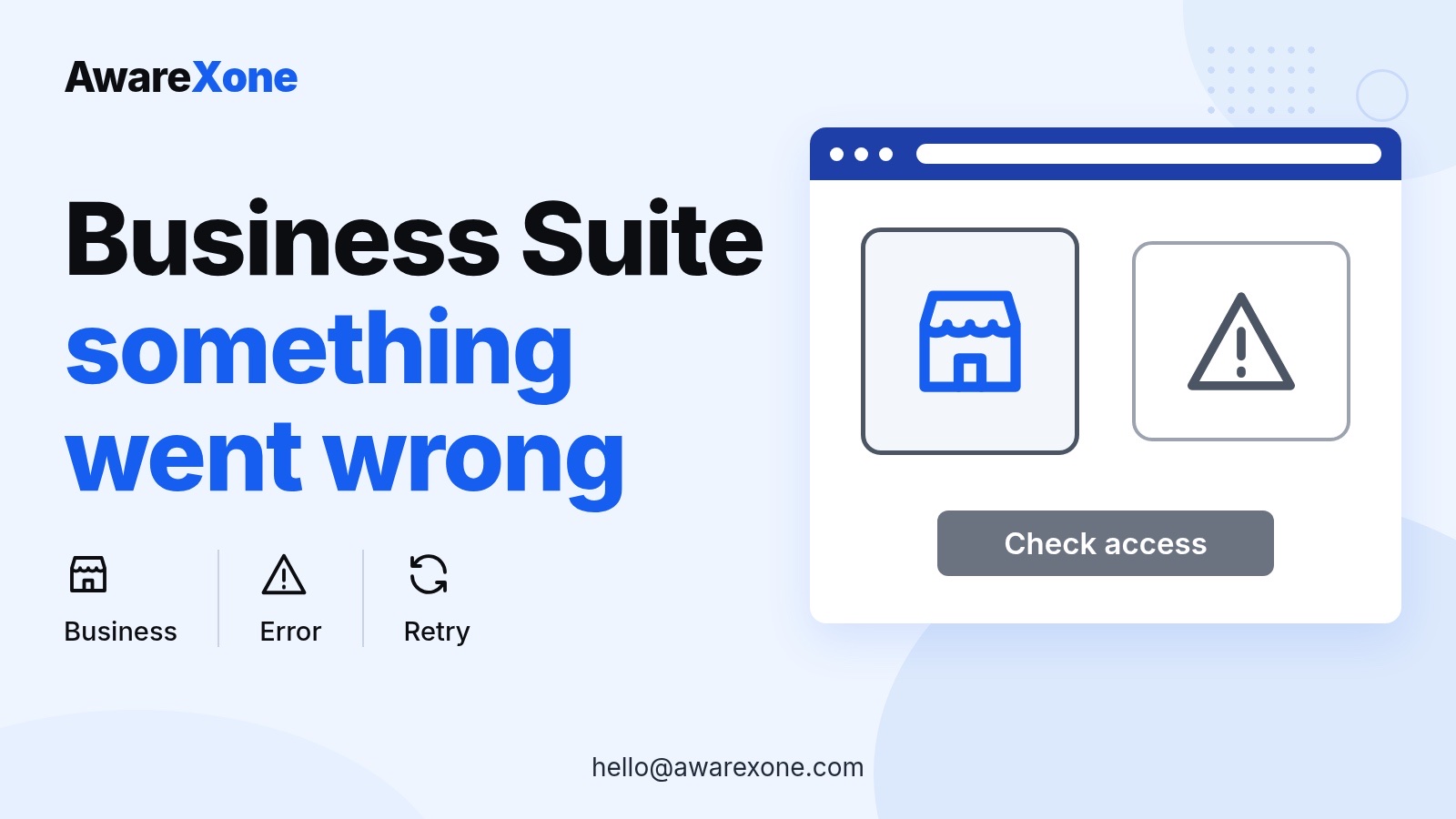 Cover card with a business icon and warning, for Meta Business Suite's something went wrong error.
