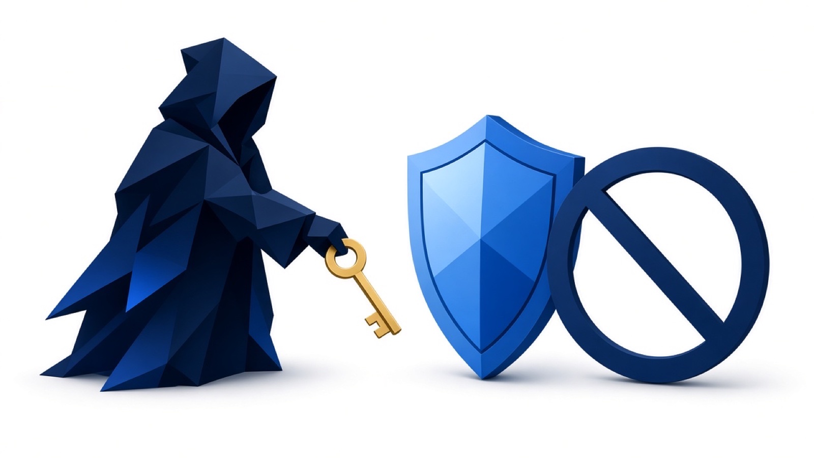 Abstract blue geometric illustration on white for Meta 'Unban' Brokers: Why to Avoid Instagram Unban Services.