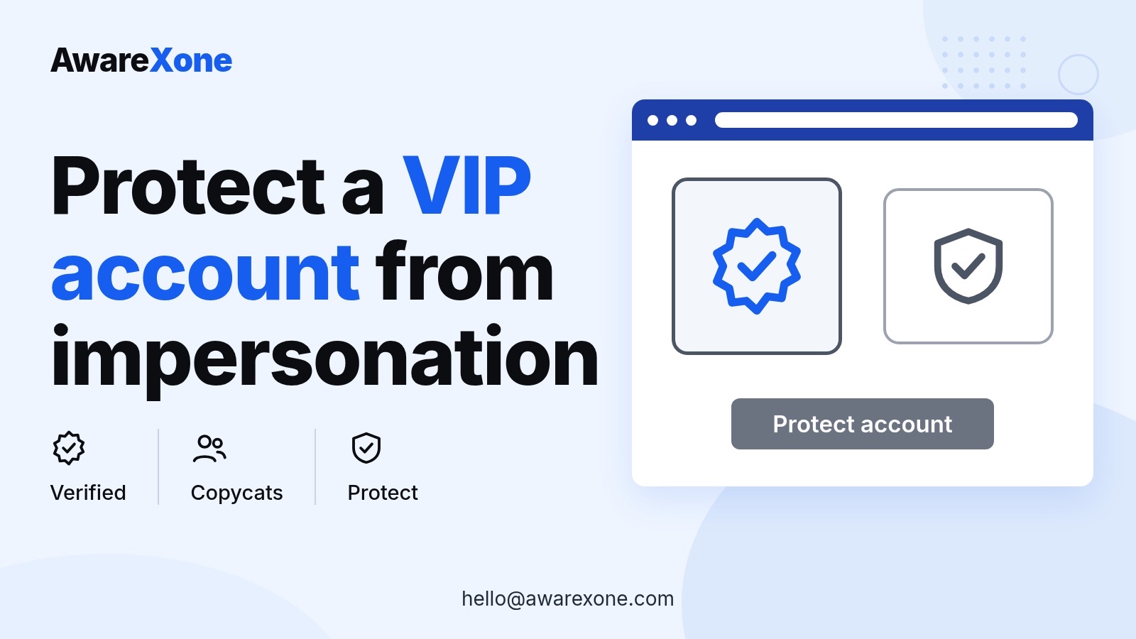 Cover card with a badge and shield, for protecting a celebrity Instagram account from impersonators.