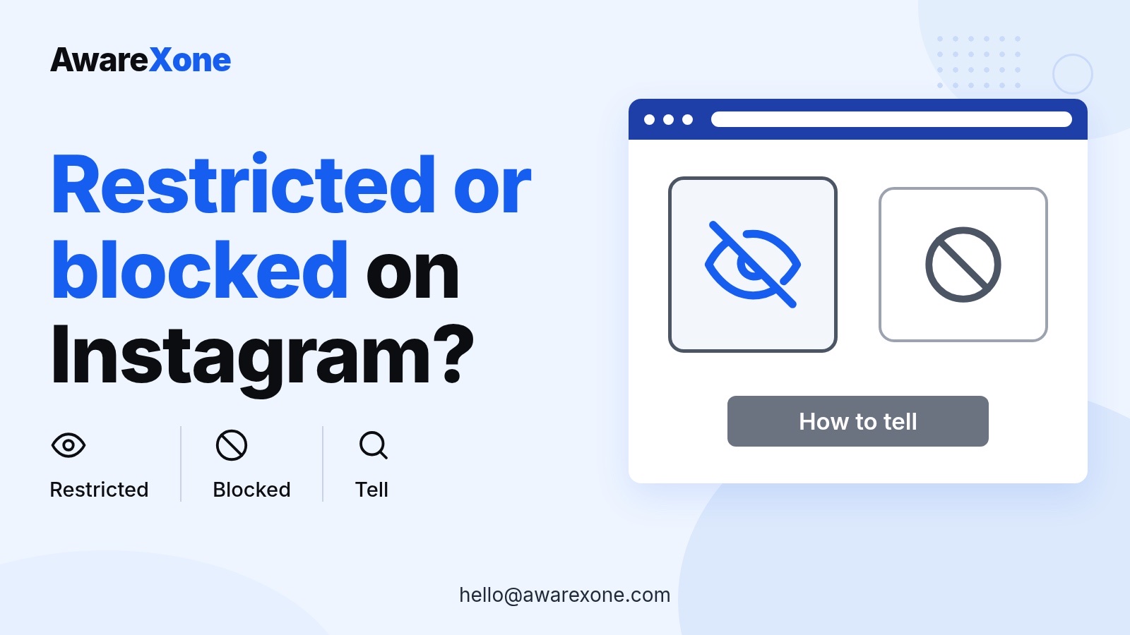 Cover card with a hidden-eye and blocked sign, for telling Instagram restrict from block.