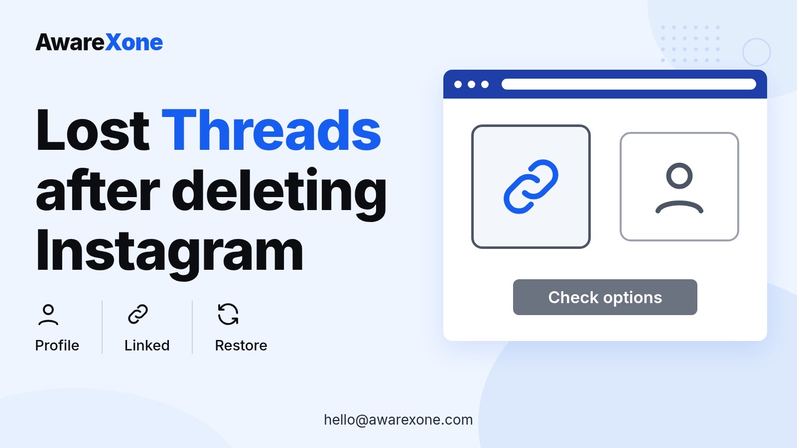 Cover card with a link and profile icon, for getting Threads back after deleting Instagram.