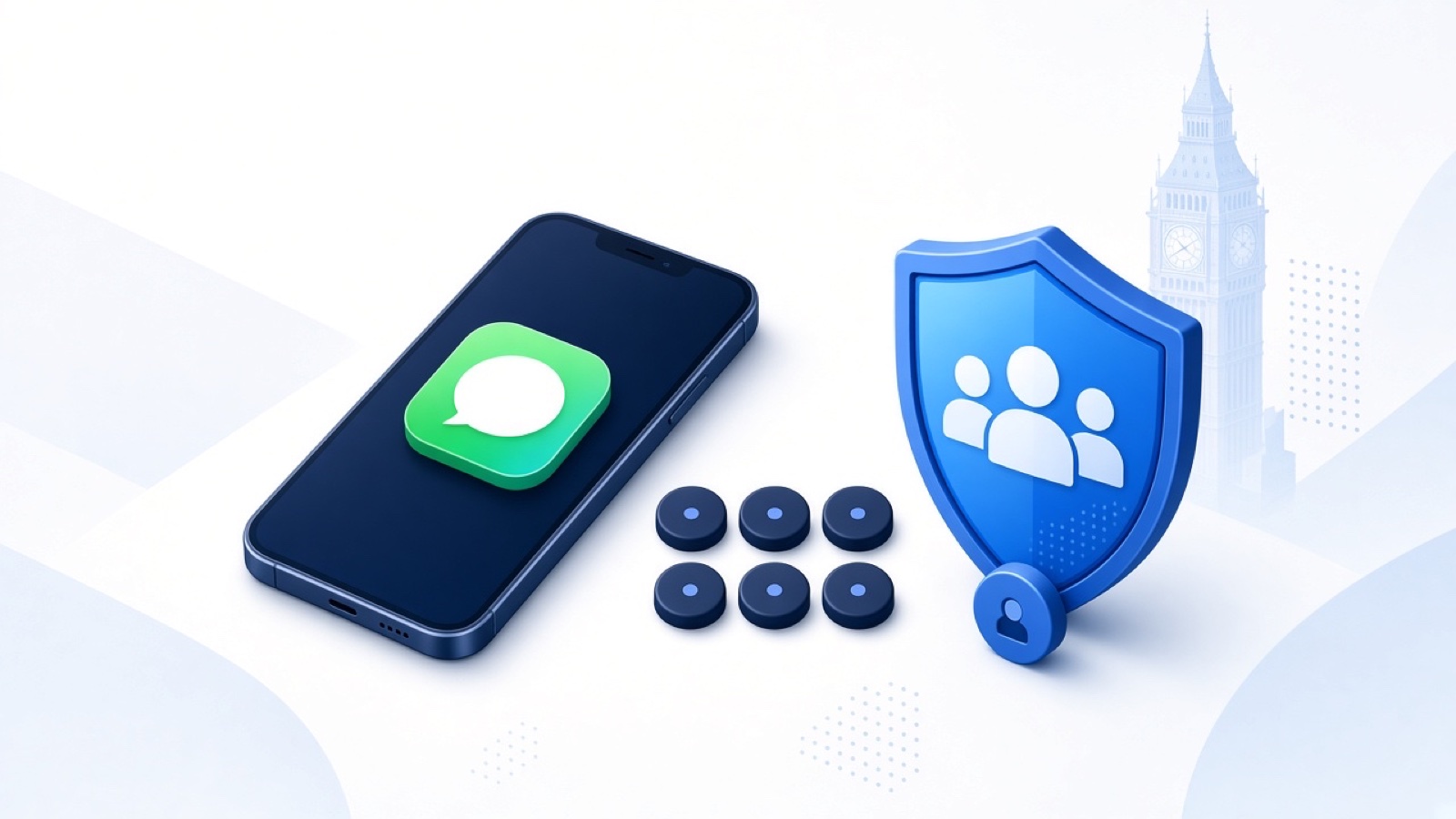 Abstract blue geometric illustration on white for WhatsApp Hacked in the UK? How to Get It Back.