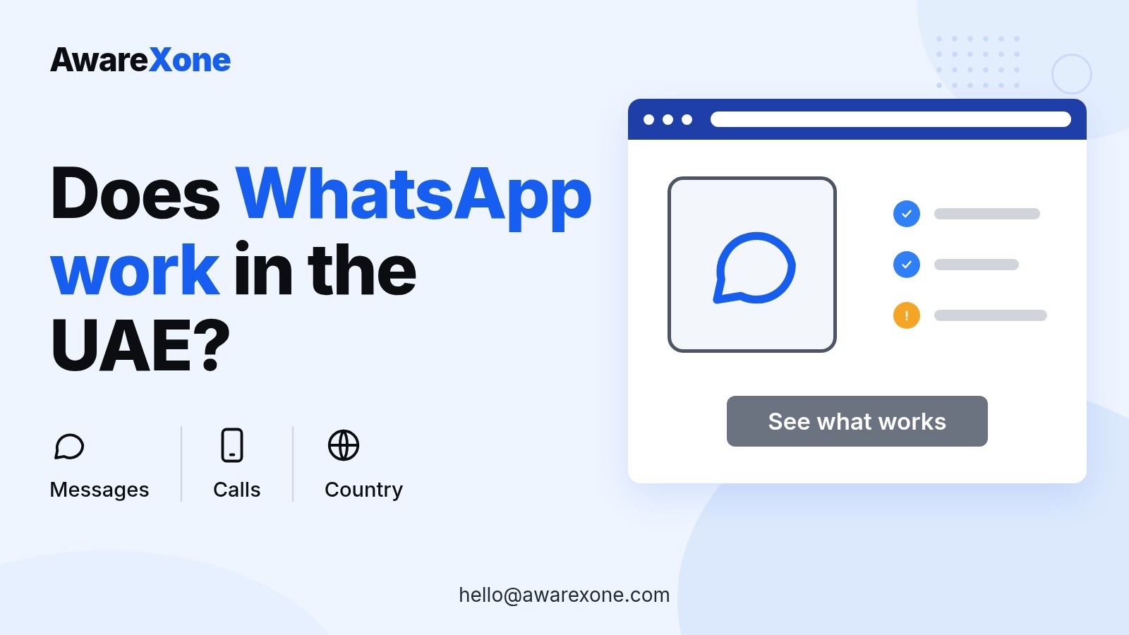 Cover card with a chat bubble and checklist, for which WhatsApp features work in the UAE.