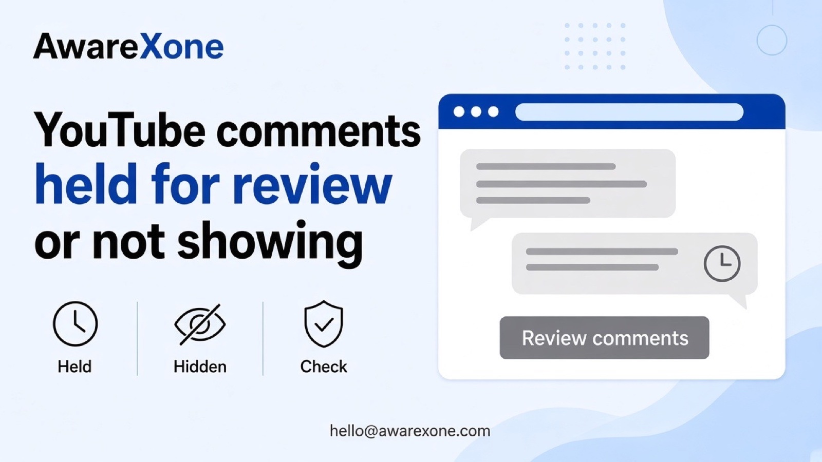 A person looks at a comment section on a laptop after searching youtube comments held for review or my comment not showing removed.