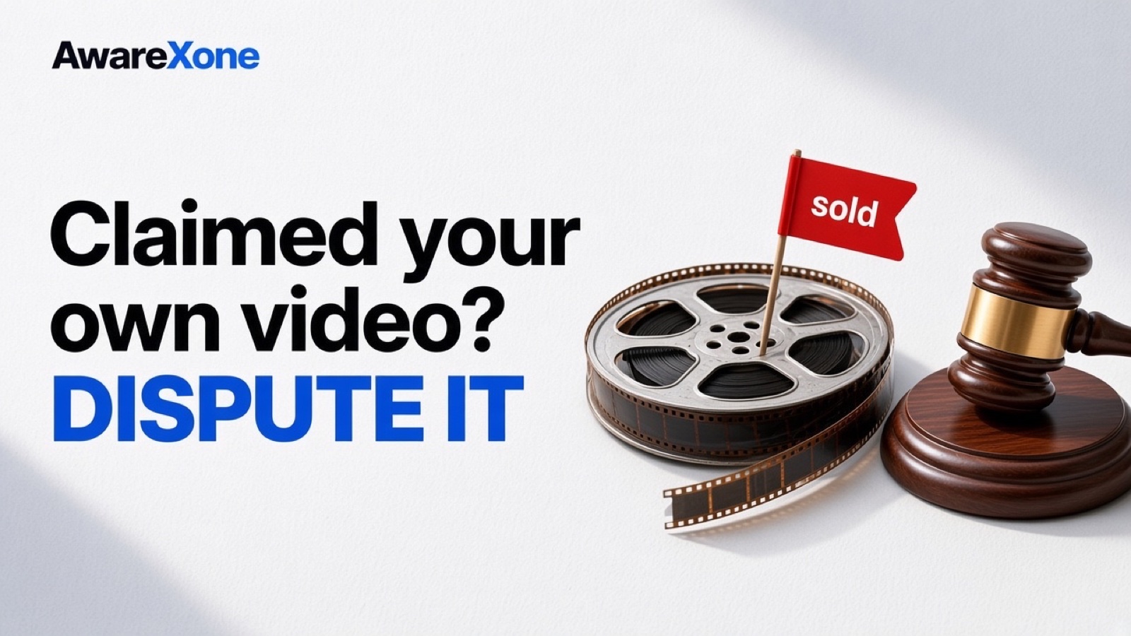 A film reel with someone else's flag in it beside a gavel.