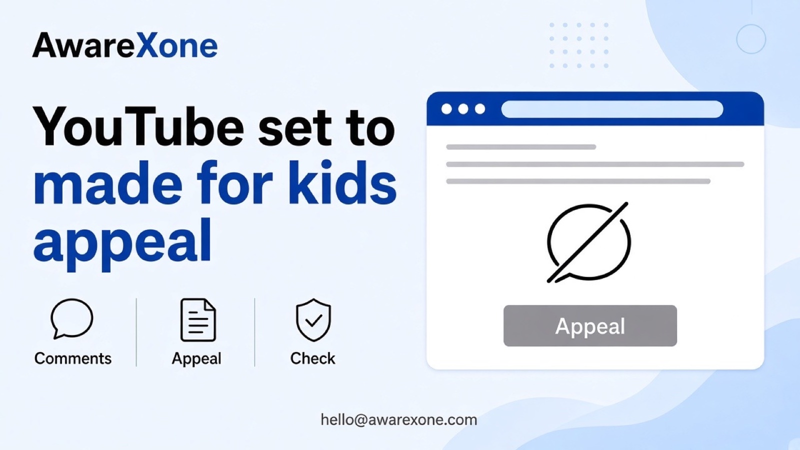 A creator reads a Set to made for kids notice in YouTube Studio on a laptop, after searching youtube set to made for kids comments disabled appeal.